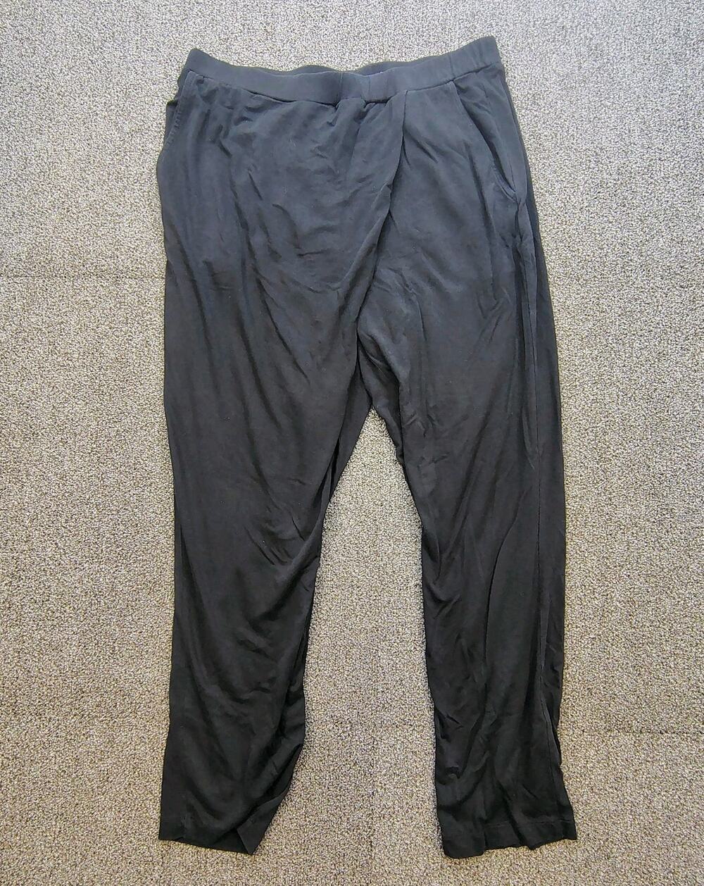 Eileen Fisher Black Cross Front Stretch Straight Leg Pull On Pants Womens Size S